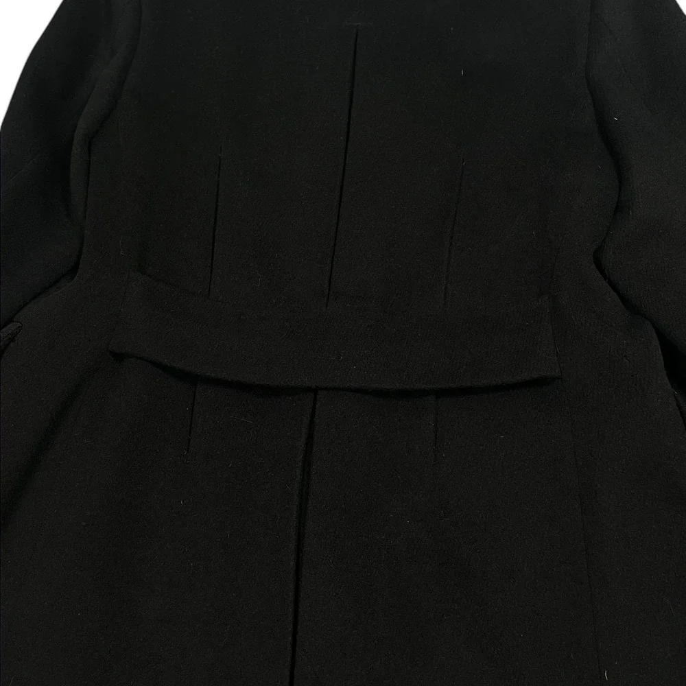 Glenart Fashions 1970s Overcoat Mens Black Pure Wool Double Breasted Vintage 44R